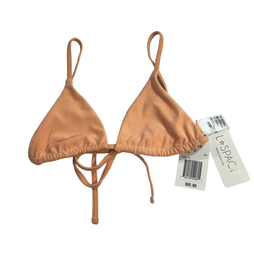 L*Space NWT Terry Brittany Bikini Top Tangy Size Small MSRP $92‎